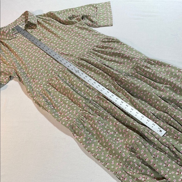 Ella Simone Green Floral Ruffled Tiered Maxi Dress MP Pockets 100% Rayon New! - Picture 15 of 16